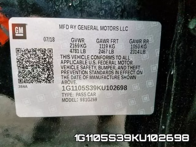 1G1105S39KU102698 фото 2