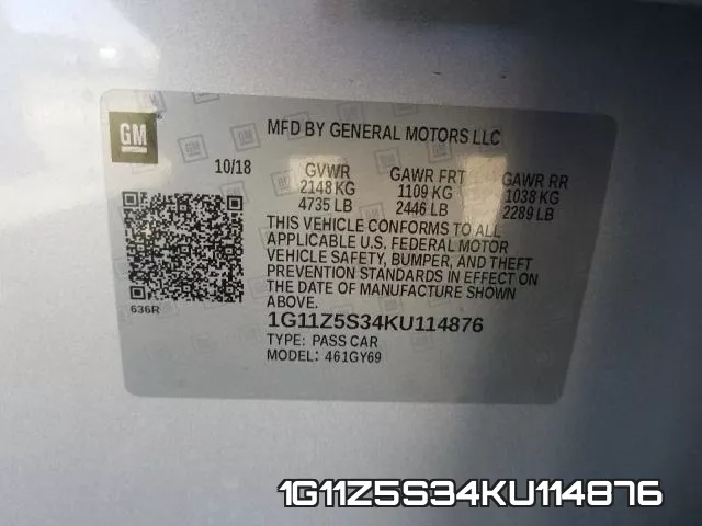 1G11Z5S34KU114876 фото 2
