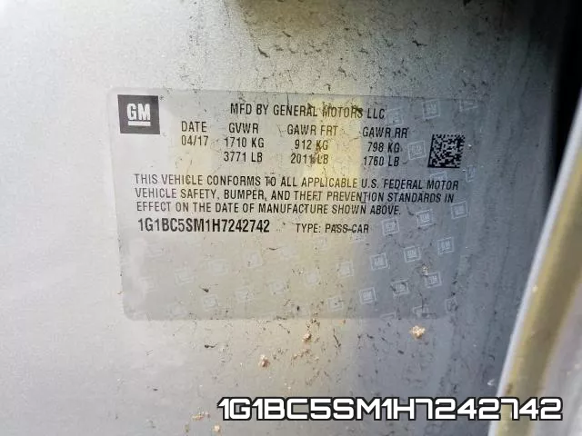 1G1BC5SM1H7242742 фото 2