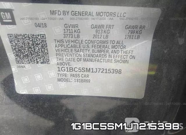 1G1BC5SM1J7215398 фото 10