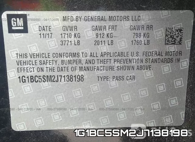 1G1BC5SM2J7138198 фото 10