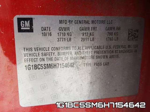 1G1BC5SM6H7154642 фото 2