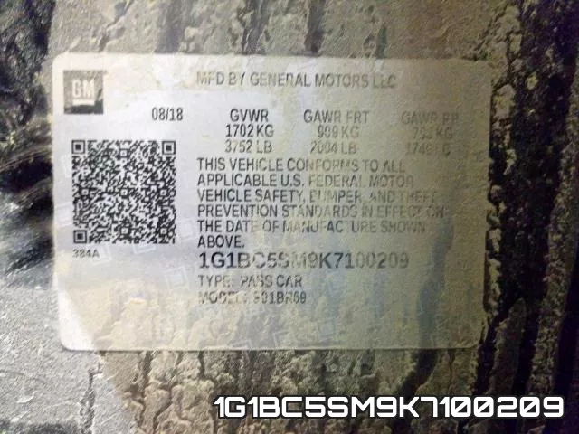 1G1BC5SM9K7100209 фото 2