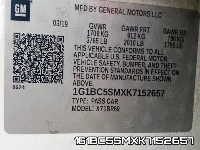 1G1BC5SMXK7152657 фото 2