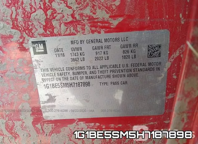 1G1BE5SM5H7187898 фото 10