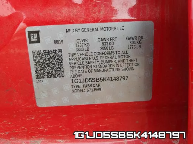 1G1JD5SB5K4148797 фото 2