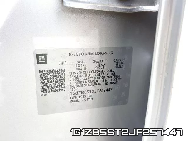 1G1ZB5ST2JF257447 фото 2