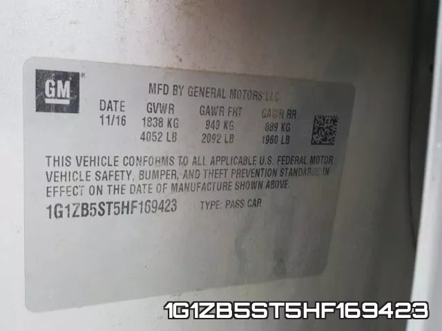 1G1ZB5ST5HF169423 фото 2