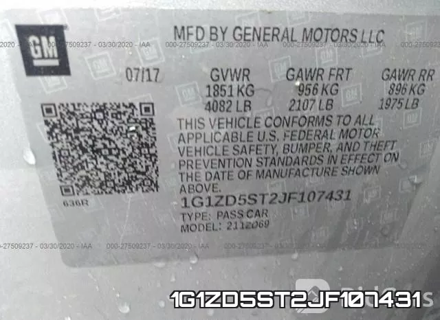 1G1ZD5ST2JF107431 фото 10