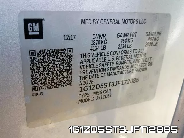 1G1ZD5ST3JF172885 фото 2