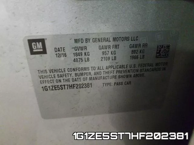 1G1ZE5ST7HF202381 фото 2