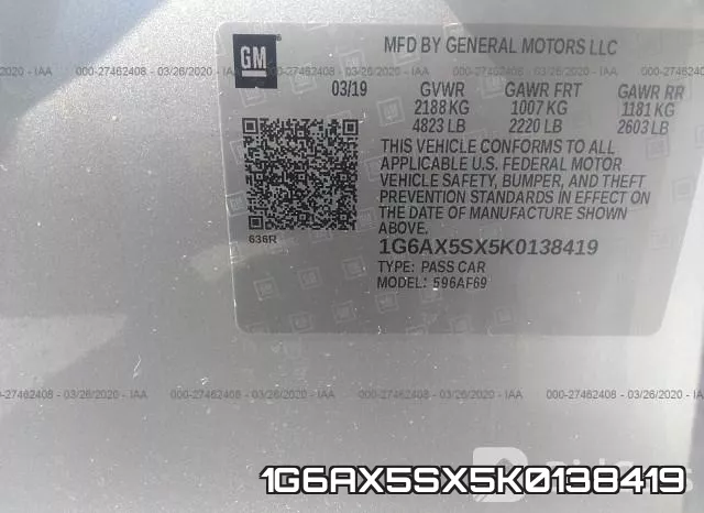 1G6AX5SX5K0138419 фото 10