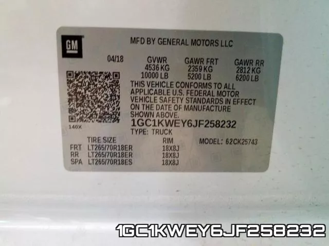 1GC1KWEY6JF258232 фото 2