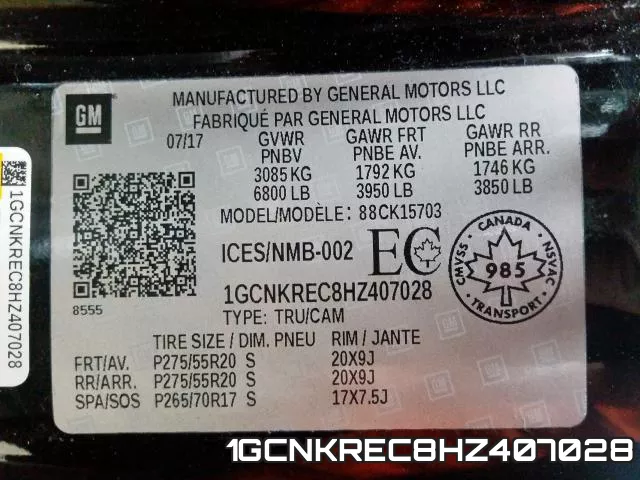 1GCNKREC8HZ407028 фото 2