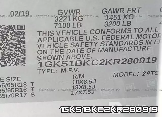 1GKS1BKC2KR280919 фото 10