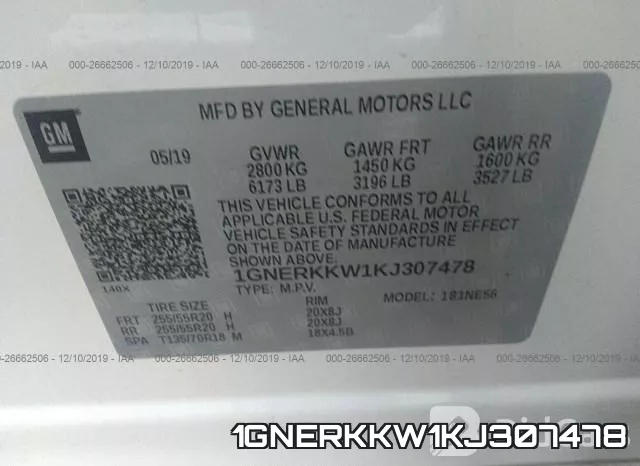1GNERKKW1KJ307478 фото 10