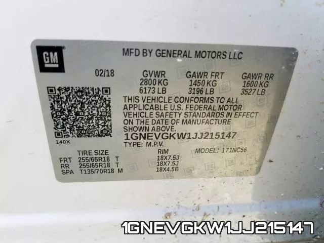 1GNEVGKW1JJ215147 фото 2