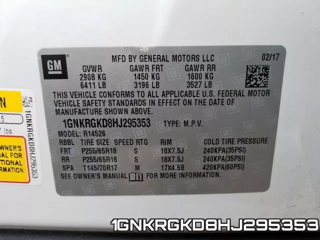 1GNKRGKD8HJ295353 фото 2