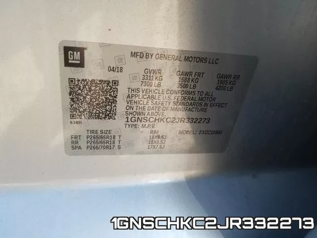 1GNSCHKC2JR332273 фото 2