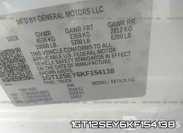 1GT12SEY6KF154138 фото 10