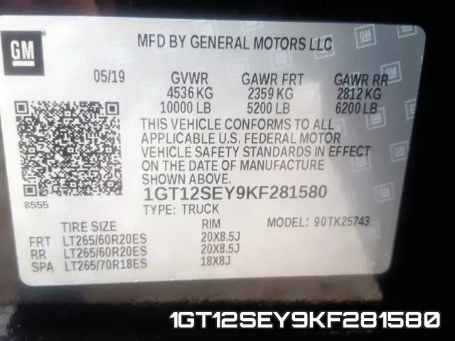 1GT12SEY9KF281580 фото 2