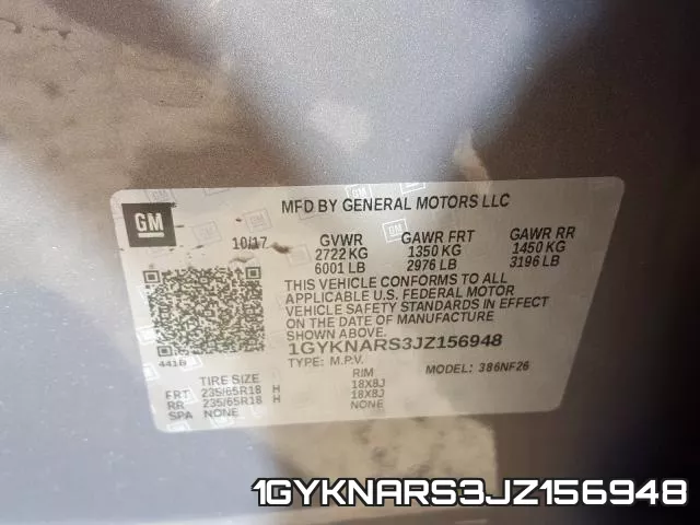 1GYKNARS3JZ156948 фото 2