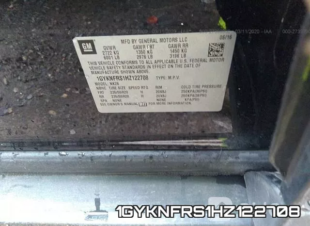 1GYKNFRS1HZ122708 фото 10