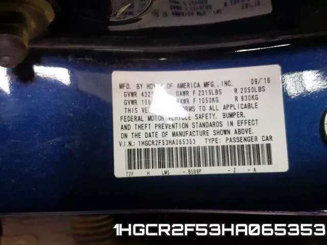 1HGCR2F53HA065353 фото 2