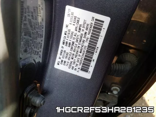1HGCR2F53HA281235 фото 2