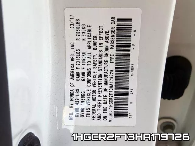 1HGCR2F73HA179726 фото 2