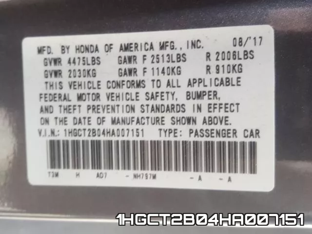 1HGCT2B04HA007151 фото 2