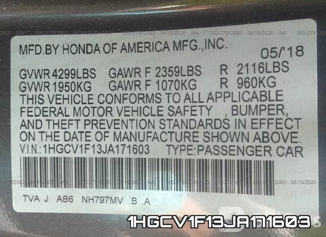 1HGCV1F13JA171603 фото 10