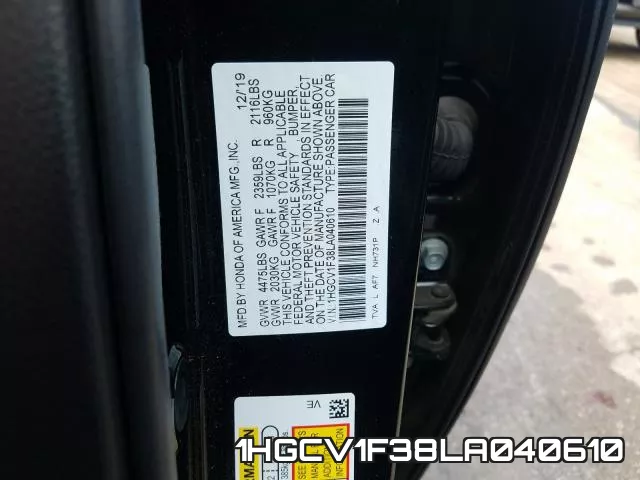 1HGCV1F38LA040610 фото 2