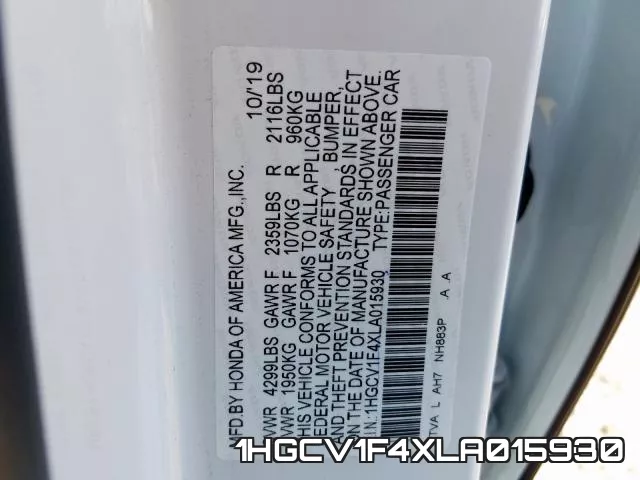 1HGCV1F4XLA015930 фото 2