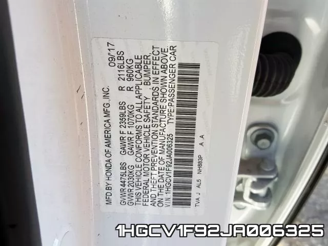 1HGCV1F92JA006325 фото 2