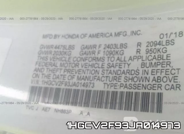 1HGCV2F93JA014973 фото 10