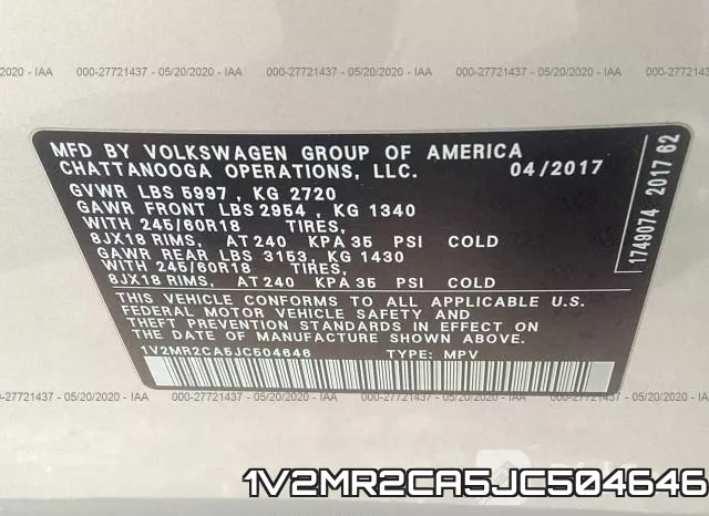 1V2MR2CA5JC504646 фото 10