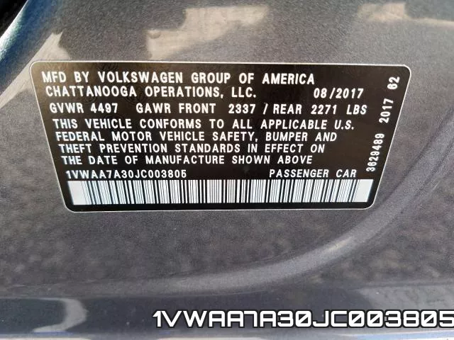 1VWAA7A30JC003805 фото 2