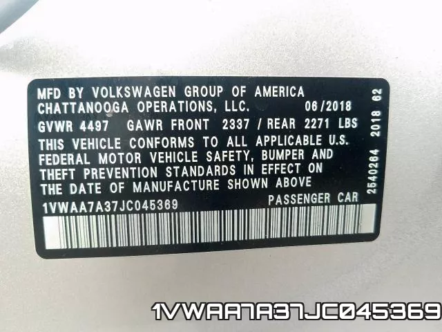 1VWAA7A37JC045369 фото 2
