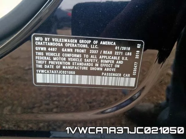 1VWCA7A37JC021050 фото 2
