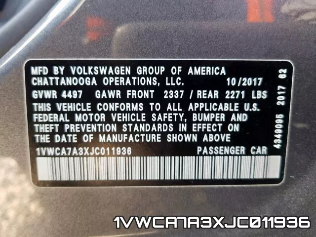 1VWCA7A3XJC011936 фото 2
