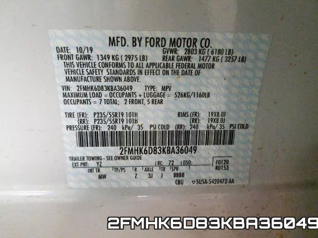 2FMHK6D83KBA36049 фото 2