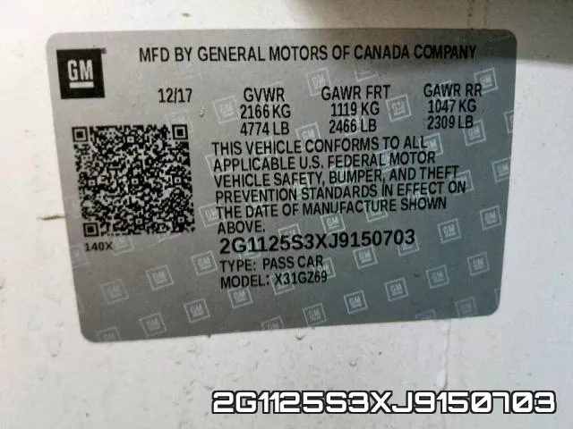 2G1125S3XJ9150703 фото 2