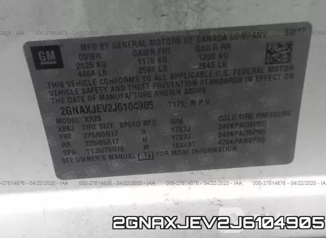 2GNAXJEV2J6104905 фото 10