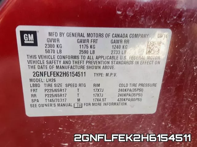 2GNFLFEK2H6154511 фото 2