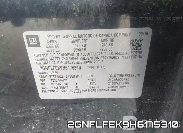 2GNFLFEK9H6175310 фото 10