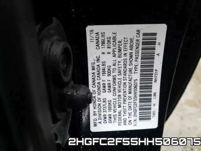 2HGFC2F55HH506075 фото 2