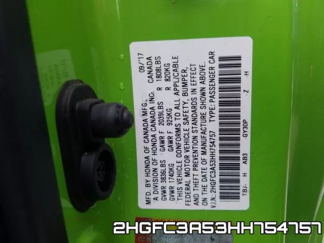 2HGFC3A53HH754757 фото 2