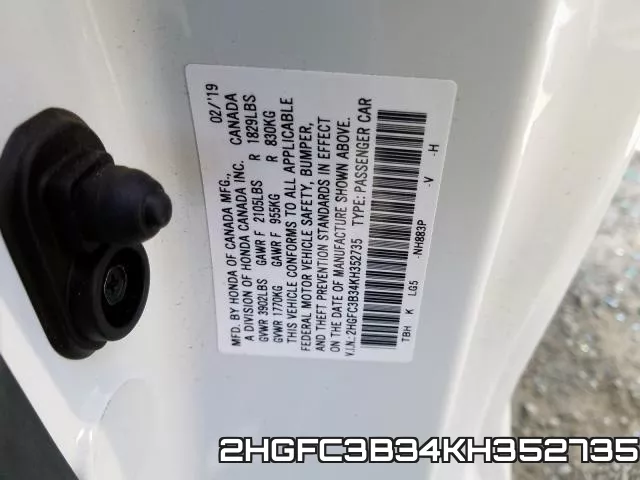 2HGFC3B34KH352735 фото 2