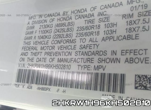 2HKRW1H96KH502810 фото 10